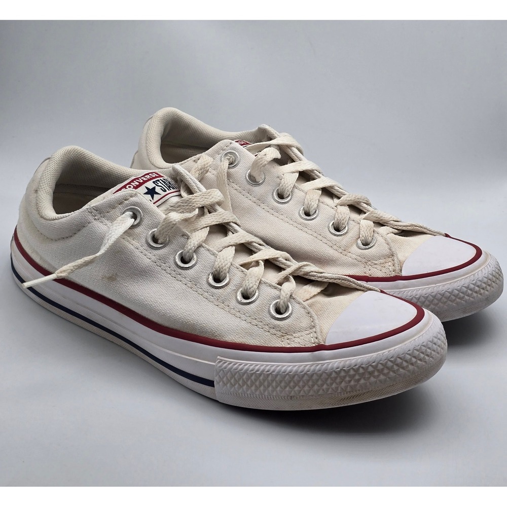 Converse All Star Madison Low Top Kids White Sneakers 4.5Y Distressed Classic